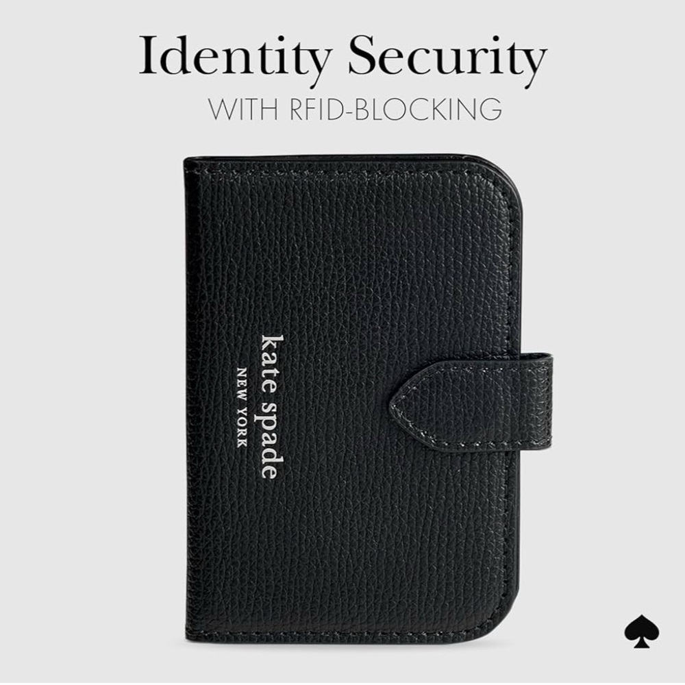 Kate Spade Magnetic Safiano Leather Black Phone Wallet Case - Picture 5 of 8